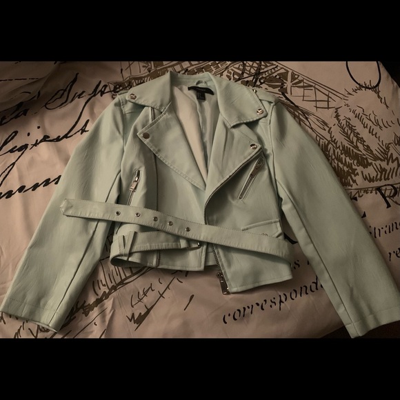 Mint Green Leather Jacket - Picture 1 of 3